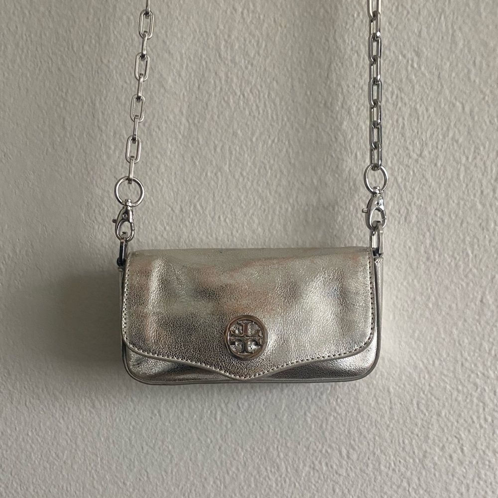 Tory Burch Silver Metallic Crossbody Bag